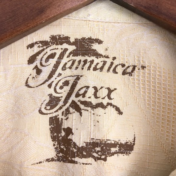 Jamaica Jaxx Men's Size X-Large Yellow Short Sleeve 100% Silk Button Up Shirt - Picture 7 of 11